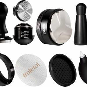 7 PCS Espresso Accessories Kit: 51mm Espresso Tamper, Coffee Distributor, Puck Screen, Dosing Funnel and WDT Tool Espresso Machine Accessories, Premium Espresso Tool Kit
