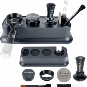 7 Pack Espresso Tamper Station&Coffee Distributor Tamper&Espresso WDT Stirrer&Coffee Tamping&Brush&Coffee Dosing Funnel&Espresso Puck Screen, Espresso Accessories for Bar Home Office (54 mm)