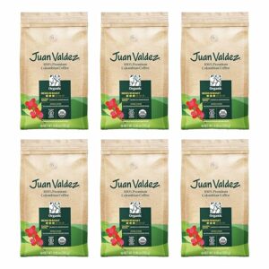 Juan Valdez Organic Ground Coffee, Balanced Roast 10 OZ - 100% Colombian Coffee USDA Organic Certified - 100% organic coffee free of chemicals in its cultivation process (Pack of 6)